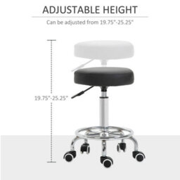Vinsetto Round Pu Leather Salon Beautician Stool Adjustable Height W/ Footrest - thumbnail 4