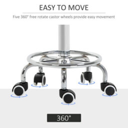 Vinsetto Round Pu Leather Salon Beautician Stool Adjustable Height W/ Footrest - thumbnail 7