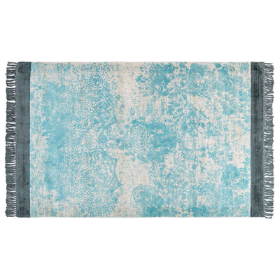 Beliani Rug Akarsu Blue 140 X 200 Cm Viscose - image 1