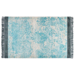 Beliani Rug Akarsu Blue 140 X 200 Cm Viscose - thumbnail 1