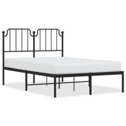 Berkfield Metal Bed Frame Without Mattress With Headboard Black 120X200Cm - thumbnail 2