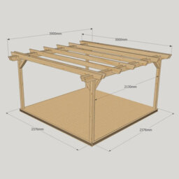 Rutland County Garden Furniture Double Garden Pergola And Decking Kit - Wood - L300 X W300 Cm - Rustic Brown - thumbnail 4