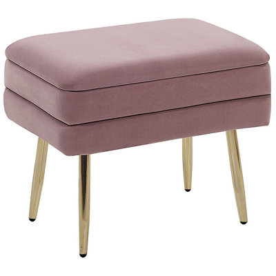 Beliani Upholstered Storage Bench Odessa Velvet Pink - image 1