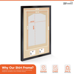 "AK Frames 90X60Cm Matte Black Football Shirt Frame With Ivory Mount - 58X40Cm Shirt Window Plus Two 5X3.5"" Photo Apertures" - thumbnail 3