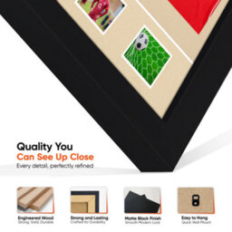"AK Frames 90X60Cm Matte Black Football Shirt Frame With Ivory Mount - 58X40Cm Shirt Window Plus Two 5X3.5"" Photo Apertures" - thumbnail 7