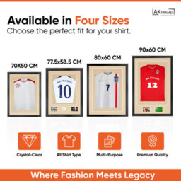 "AK Frames 90X60Cm Matte Black Football Shirt Frame With Ivory Mount - 58X40Cm Shirt Window Plus Two 5X3.5"" Photo Apertures" - thumbnail 2