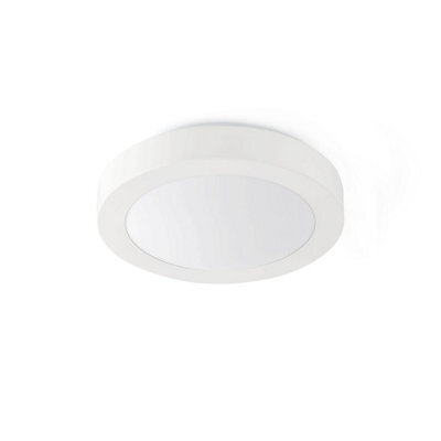Luminosa Lighting Luminosa Logos 2 Light Medium Round Bathroom Flush Ceiling Light Aluminium, White Ip44, E27 - image 1