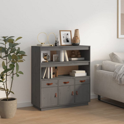 Berkfield Highboard Grey 100X40X108.5 Cm Solid Wood Pine - image 1