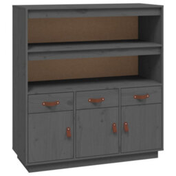 Berkfield Highboard Grey 100X40X108.5 Cm Solid Wood Pine - thumbnail 2