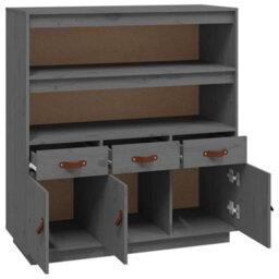 Berkfield Highboard Grey 100X40X108.5 Cm Solid Wood Pine - thumbnail 6