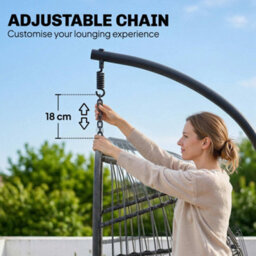 Outsunny Hanging Egg Chair, Outdoor Swing Chair With Stand, Dark/light Grey - thumbnail 7