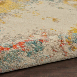Ivory/mult Modern Easy To Clean Abstract Graphics Rug For Dining Room-61 X 183Cm (Runner) - thumbnail 9