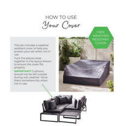 Furniturebox Dubai Corner Garden Sofa Set, Grey Aluminium Garden Corner Sofa, 6 Seater Outdoor Sofa, Coffee Table Set, Patio Set - thumbnail 8