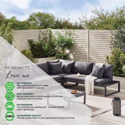 Furniturebox Dubai Corner Garden Sofa Set, Grey Aluminium Garden Corner Sofa, 6 Seater Outdoor Sofa, Coffee Table Set, Patio Set - thumbnail 7