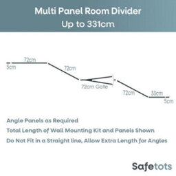 Safetots Premium Multi Panel Room Divider, Up To 331Cm Wide, Grey, 70Cm Tall, Flexible Barrier With Door For Baby And Toddler - thumbnail 3