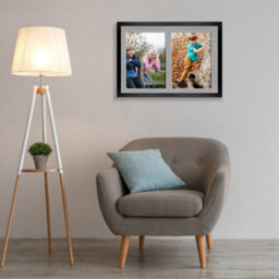AK Frames 20X14 Black Sleek Multi Photo Frame With Silver Mount - Holds 2 Apertures (2X) A4 Photos - thumbnail 3