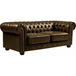 Furniture Instore Chesterfield Brown Leather Antique 3+2 Seater Sofa Set - thumbnail 2