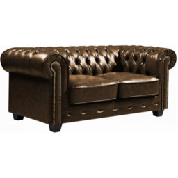 Furniture Instore Chesterfield Brown Leather Antique 3+2 Seater Sofa Set - thumbnail 3