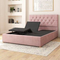 Aspire Olivier Electric Adjustable Bed Upholstered With Pocket Sprung Mattress Uk Made, Plush Blush, Size Superking - thumbnail 4