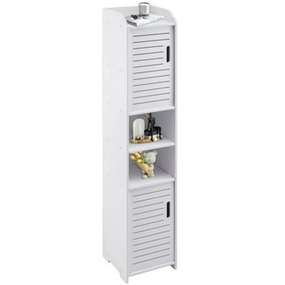 Tall Bathroom Storage Cabinet Free Standing Cabinet Organizer Unit White - image 1