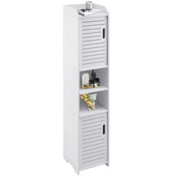 Tall Bathroom Storage Cabinet Free Standing Cabinet Organizer Unit White - thumbnail 1