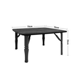 Living And Home Outdoor Square Black Mdf Wooden Tabletop Folding Table Coffee Table With Plastic Leg 70X70Cm - thumbnail 6