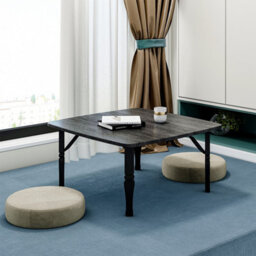 Living And Home Outdoor Square Black Mdf Wooden Tabletop Folding Table Coffee Table With Plastic Leg 70X70Cm - thumbnail 2