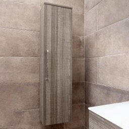 Plum&clay Novela Grey Wood Wall Mounted Bathroom Tall Storage Unit - thumbnail 3