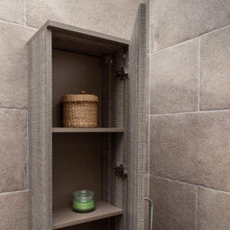 Plum&clay Novela Grey Wood Wall Mounted Bathroom Tall Storage Unit - thumbnail 4