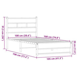 Berkfield Metal Bed Frame Without Mattress Brown Oak 100X190 Cm - thumbnail 9