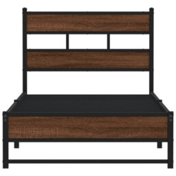 Berkfield Metal Bed Frame Without Mattress Brown Oak 100X190 Cm - thumbnail 4