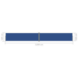 Berkfield Retractable Side Awning Blue 160X1200 Cm - thumbnail 8