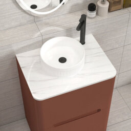 Royal Bathrooms Venice 600mm Terracotta Clay Freestanding Bathroom Countertop Vanity Unit 2 Drawer With Round Basin - thumbnail 6