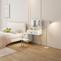 Home Source Forta 2 Drawer White Led Mirror Dressing Table & Stool Set - thumbnail 5