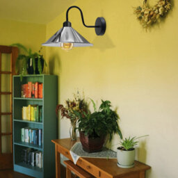 Industrial Wall Light Sconce Chrome Finish Vintage Swan Neck E27 Screw Base With Bulb - thumbnail 4