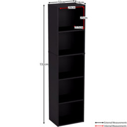 Lassic Vida Designs Oxford Black 5 Tier Cube Bookcase Freestanding Shelving Unit (H)1320mm (W)320mm (D)240mm - thumbnail 2