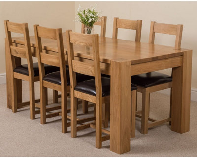 That's Furniture Kuba 180 X 90 Cm Chunky Oak Dining Table And 6 Chairs Dining Set With Lincoln Chairs - image 1