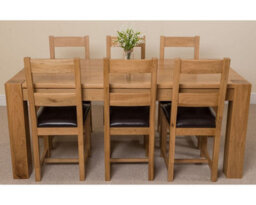 That's Furniture Kuba 180 X 90 Cm Chunky Oak Dining Table And 6 Chairs Dining Set With Lincoln Chairs - thumbnail 2