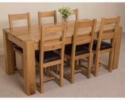 That's Furniture Kuba 180 X 90 Cm Chunky Oak Dining Table And 6 Chairs Dining Set With Lincoln Chairs - thumbnail 3