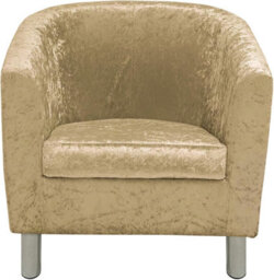 Atek Adult Velvet Tub Chair Armchair, Gold Upholstered Accent Chair Padded Seat Backrest - thumbnail 1