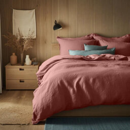 Where Saints Go Ltd Duvet Cover & Pillowcase Set - Terracotta Orange - Washed Cotton - Super King - thumbnail 2