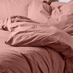 Where Saints Go Ltd Duvet Cover & Pillowcase Set - Terracotta Orange - Washed Cotton - Super King - thumbnail 5