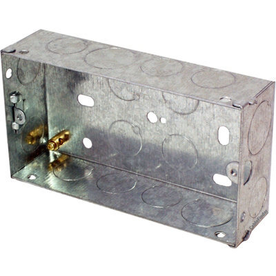 5X 47mm Twin Double Metal Flush Mounted Back Box 1 Gang Brick Wall Hole Pattress