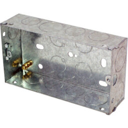 5X 47mm Twin Double Metal Flush Mounted Back Box 1 Gang Brick Wall Hole Pattress