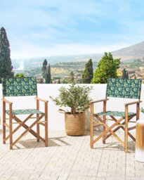 Beliani Set Of 2 Garden Chairs Cine Acacia Wood Dark Green - thumbnail 2