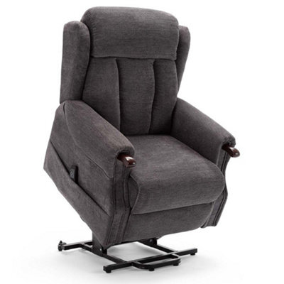 More4Homes Rise Recliner Chair With Dual Motor, Remote Control, Multi-Recline Positions And Pocket Storage In Charcoal Fabric - image 1