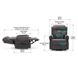 More4Homes Rise Recliner Chair With Dual Motor, Remote Control, Multi-Recline Positions And Pocket Storage In Charcoal Fabric - thumbnail 9