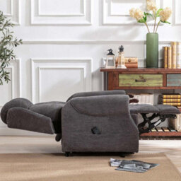 More4Homes Rise Recliner Chair With Dual Motor, Remote Control, Multi-Recline Positions And Pocket Storage In Charcoal Fabric - thumbnail 8