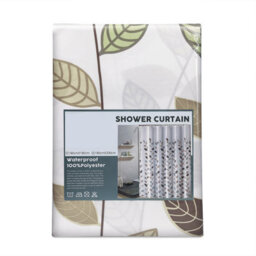 Neel Blue Leaves Design Polyester Shower Curtain, Water-Resistant Bathroom Curtain With 12 Hooks - 180X200Cm - thumbnail 8