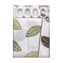 Neel Blue Leaves Design Polyester Shower Curtain, Water-Resistant Bathroom Curtain With 12 Hooks - 180X200Cm - thumbnail 2